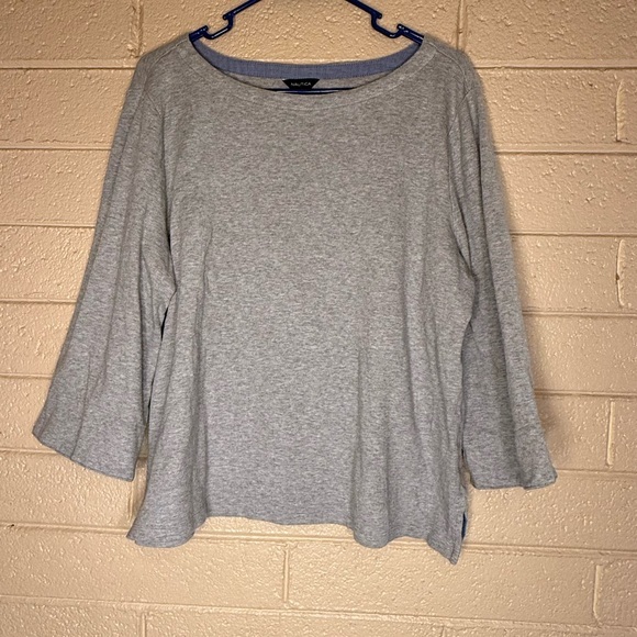 Nautica Gray 3/4 Sleeve Relaxed Blouse size XXL - Picture 1 of 7